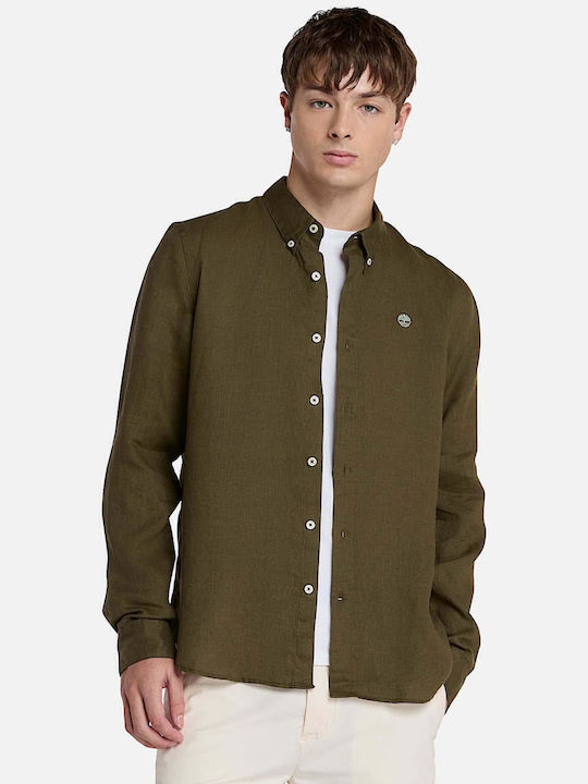Timberland Mill Long-sleeved Linen Shirt Olive