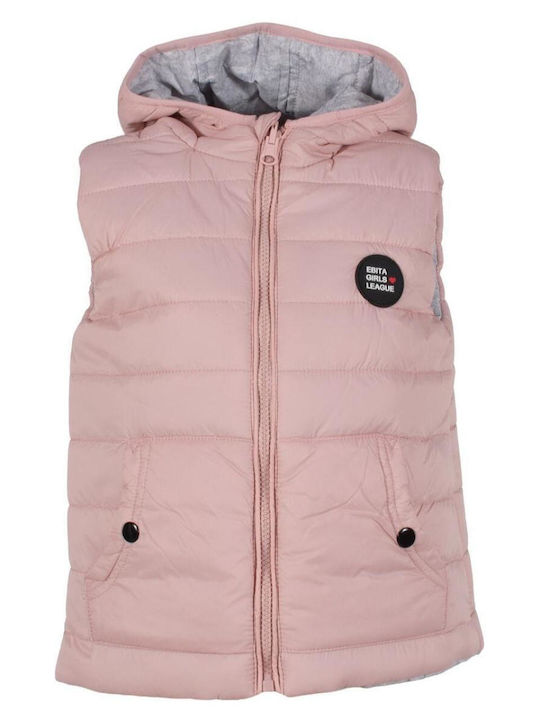 Kids' Casual Jacket Sleeveless with Hood Pink