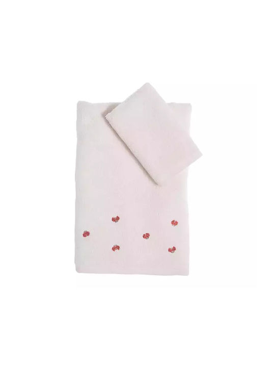 Nef-Nef Homeware Set Babyhandtücher 2 Stück Ecru Lady Bug 70 cmx140cm Gewicht 420gr/m²