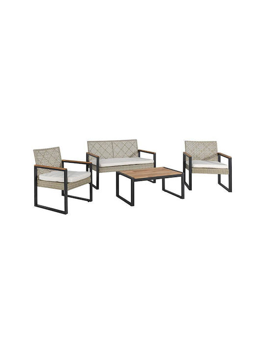 Set Camera De Zi Pentru Exterior Sesilia 4 Piese Negru Cu Perne
