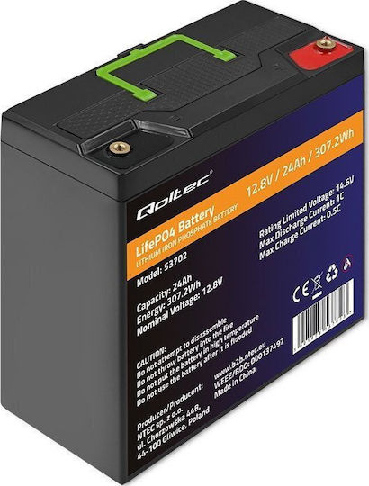 Qoltec Baterie Fotovoltaică Litiu 12.8V 24Ah