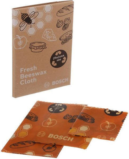 Set Bosch 3 Șervețele Ecologice Bosch 17006827 3 Dimensiuni Diferite S 16x16cm M 23x23cm L 30x30cm Împachetări Reutilizabile din Ceară de Albine pentru Alimente
