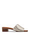 Leather Mules with Chunky Heel in Gold Color