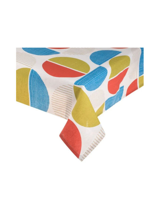 Fabric Kitchen Tablecloth Ecru Colorful Semicircles 180x140cm