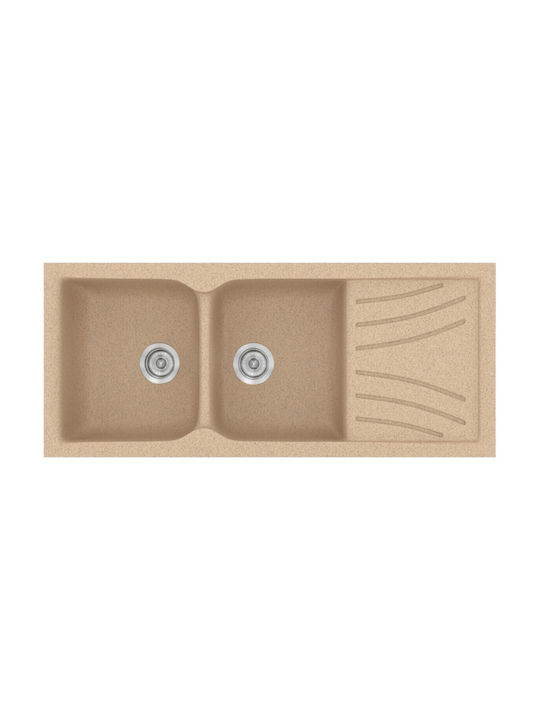 Sanitec Classic 332 Inset Sink Synthetic Granite W115xD50cm Granite Beige