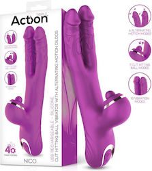 Action Vibe with Clit Hitting Ball and Alternating Dildos Μωβ