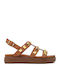 Leather Women's Flat Sandals Anatomic Flatforms in Brown Color