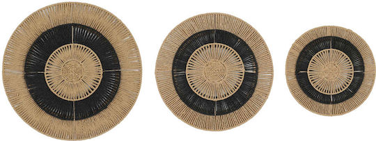 Inthebox Nubia Wall Decoration Set of 3 Pieces 60x60x5 Metal Black Natural Paper 031705