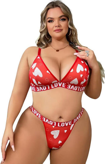 Damen Plus Size Set Annamu Rot A-1042