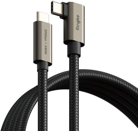 Ringke 90 Degree USB 3.2 Video Cable USB-C Male - USB-C 240W PD Black 2m RGK11762