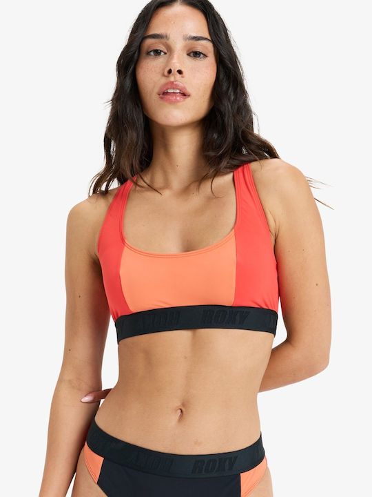 Roxy Women's Swimwear Active Colorblock Top Poppy Red