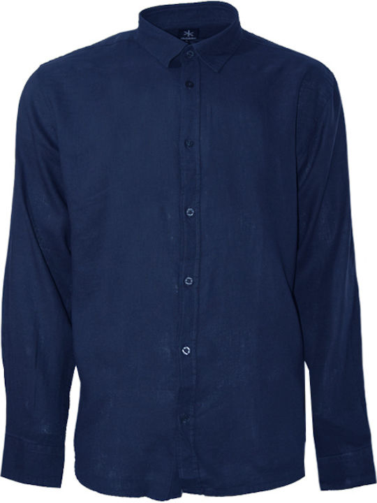 Long-sleeved Linen Shirt Blue