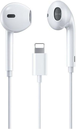 WK YB03 Handsfree cu două căști cu mufă Lightning Alb