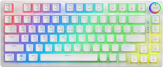 Savio Phenix Yellow Pudding Wireless Gaming Mechanical Keyboard 75% with Gateron Yellow Pro switches and RGB lighting (English US) White