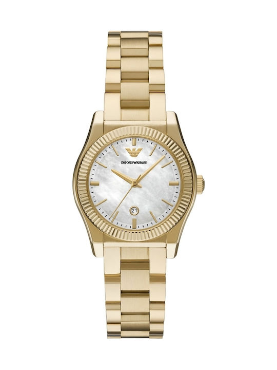 Emporio Armani Damen Uhr Chronograph mit Gold Metallarmband