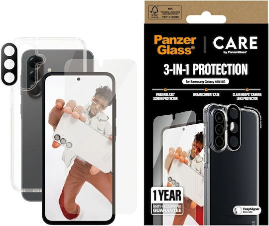 CARE by PanzerGlass Flagship 3in1 Back Cover Tempered Glass Set with Glass Transparent (Samsung Galaxy A56 5G, PanzerGlass)