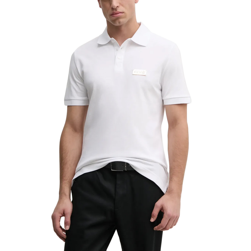 Tシャツ・カットソー VERSACE Men Polo Shirts 78GAGT08CJ01TG03 White VERSACE JEANS COUTURE Men's White Short Sleeve Polo with