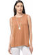 Damen Bluse Ärmellos Braun
