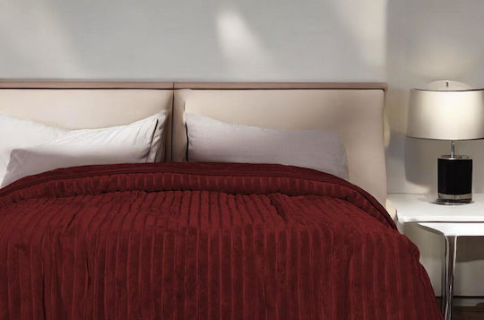 Linea Home Κουβέρτα Βελουτέ Υπέρδιπλη 220x240εκ. Μπορντό LH2018256