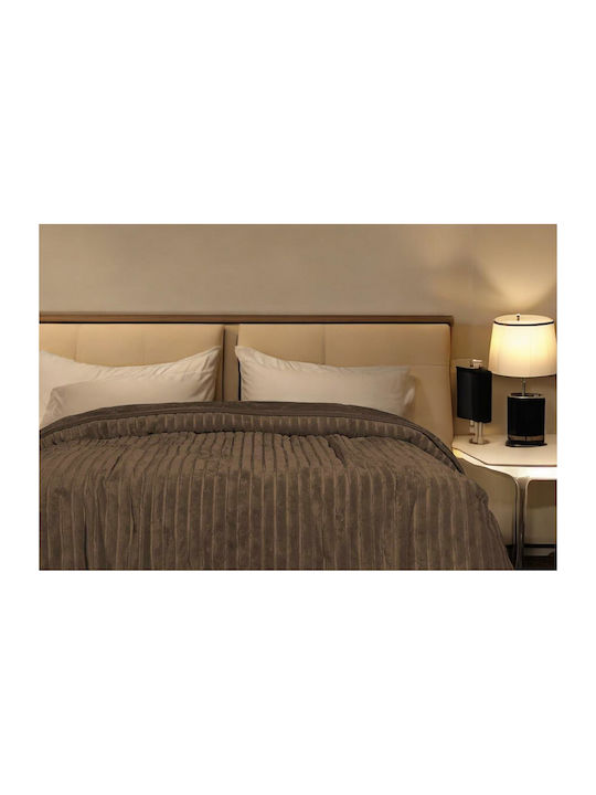 Linea Home Κουβέρτα Βελουτέ Υπέρδιπλη 220x240εκ. Καφέ LH2018255