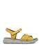 Leather Women's Flat Sandals Anatomic in Yellow Color