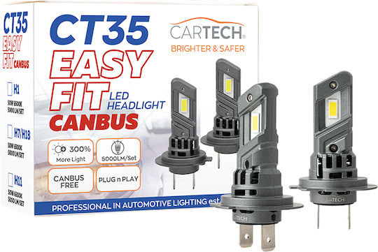 Cartech Λάμπα Αυτοκινήτου H7 Canbus LED 6500K Ψυχρό Λευκό 50W