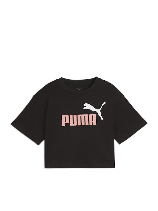 PUMA Crop Top Mâneci Scurte Pentru Copii Negru ...