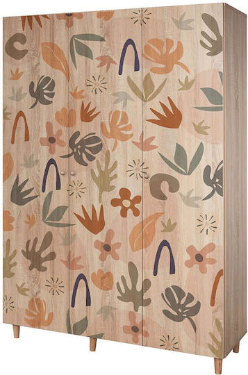 Three Door Wardrobe Multicolored 135x52x192cm