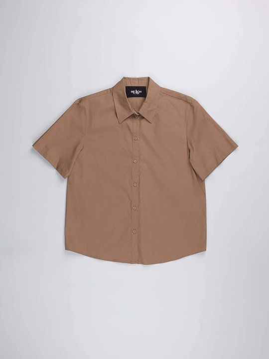 Langärmelig Damen Hemd Beige Sand