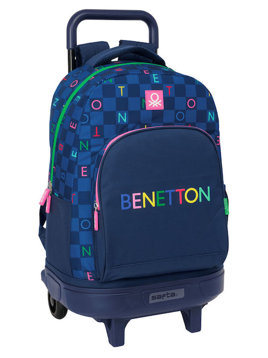 Ученическа Раница С Колела Benetton Damero Морско Синя 33 X 45 X 22 Cm