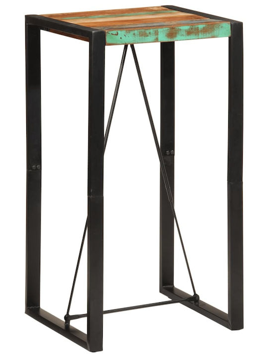 Τραπέζι Μπαρ από Μασίφ Ξύλο & Μέταλλο Καφέ 60x55x110εκ.