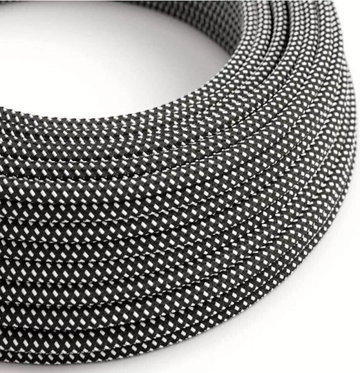 Черен-бял платнен кабел 3D ефект звезди кръгъл 2x0.75 Creative Cables 150230 Cubalux 150230 черен-бял