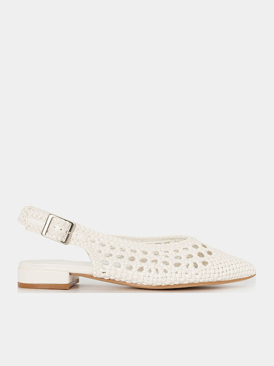 Louizidis Γυναικείες Μπαλαρίνες Slingback με Λουράκι σε Λευκό Χρώμα