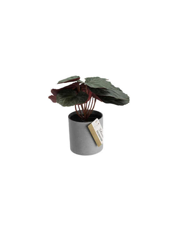 Plantă artificială Begonia 18cm ghiveci gri din plastic Ø8xH8cm