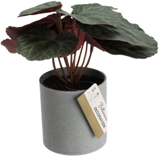 Artificial Begonia Plant 18cm Grey Plastic Pot Ø8xH8cm