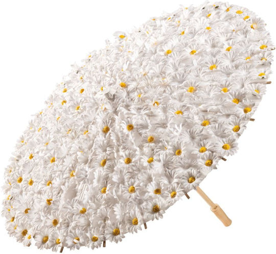 Decorative Fabric Umbrella White Daisy Flowers 60cm 157.002.0051.02