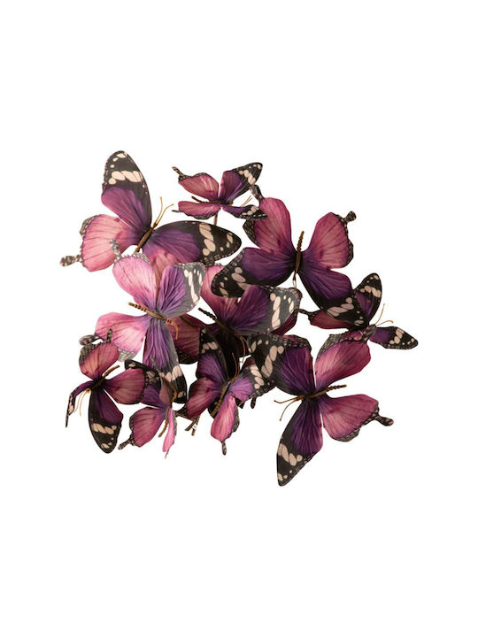 Set of 12 Decorative Purple Butterflies Clip 9.5x11.5x5cm 14.5x16.5x5cm 157.002.0056.13