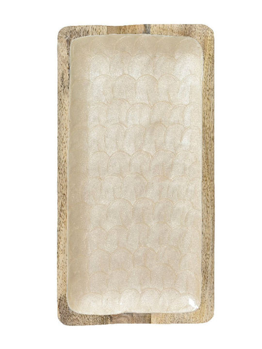 Mango-Holztablett mit Perlmutt-Innenfläche 38cm 38x20x0cm Einfarbig Kaeming