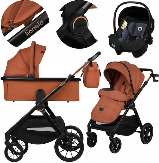 Lionelo Layla Verstellbar 3 in 1 Baby Kinderwagen Geeignet für Neugeborene Brown Rust