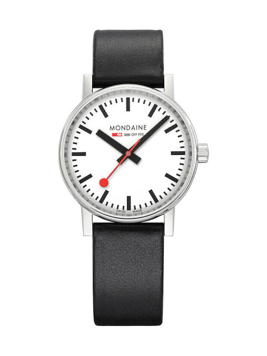 Mondaine Women's Watch with Black Leather Strap