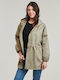 Lang Damen Parka Jacke Khaki