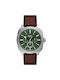 Fossil Ανδρικό Ρολόι 44mm Χρονογράφος Μπαταρίας με Καφέ Δερμάτινο Λουράκι