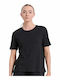 Women's Athletic Blouse Short Sleeve with Sheerness Black