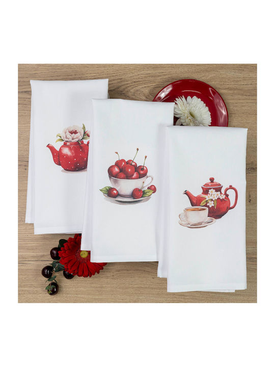 Borea Tea Towel from 100% Cotton in White Color 50x70cm 3pcs