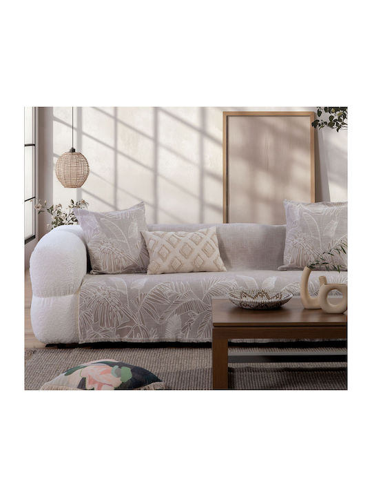 Nef-Nef Homeware Grow Zweisitzer-Sofa Überwurf Jacquard 170x250cm Beige