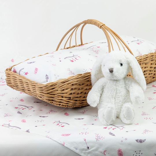 Borea Arrow Baby Sheets Set Cradle Cotton Pink 70x120cm 2pcs