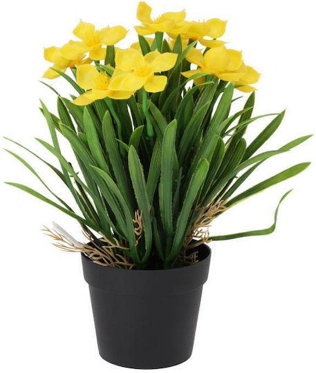 Gelbe Künstliche Gänseblume H26x10x10cm Schwarzer Topf