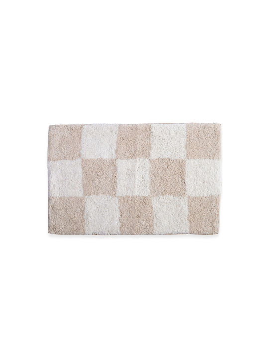 Nef-Nef Homeware Πατάκι Μπάνιου Βαμβακερό Chess Εκρού 50x80εκ.