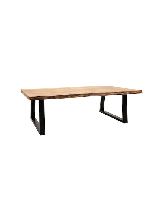 Rectangular Central Coffee Table Miles from Solid Brown Wood W115xD60xH45cm