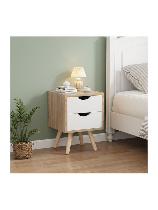 Bedside Table Selma Wooden Beige 29.7x29.7x45cm